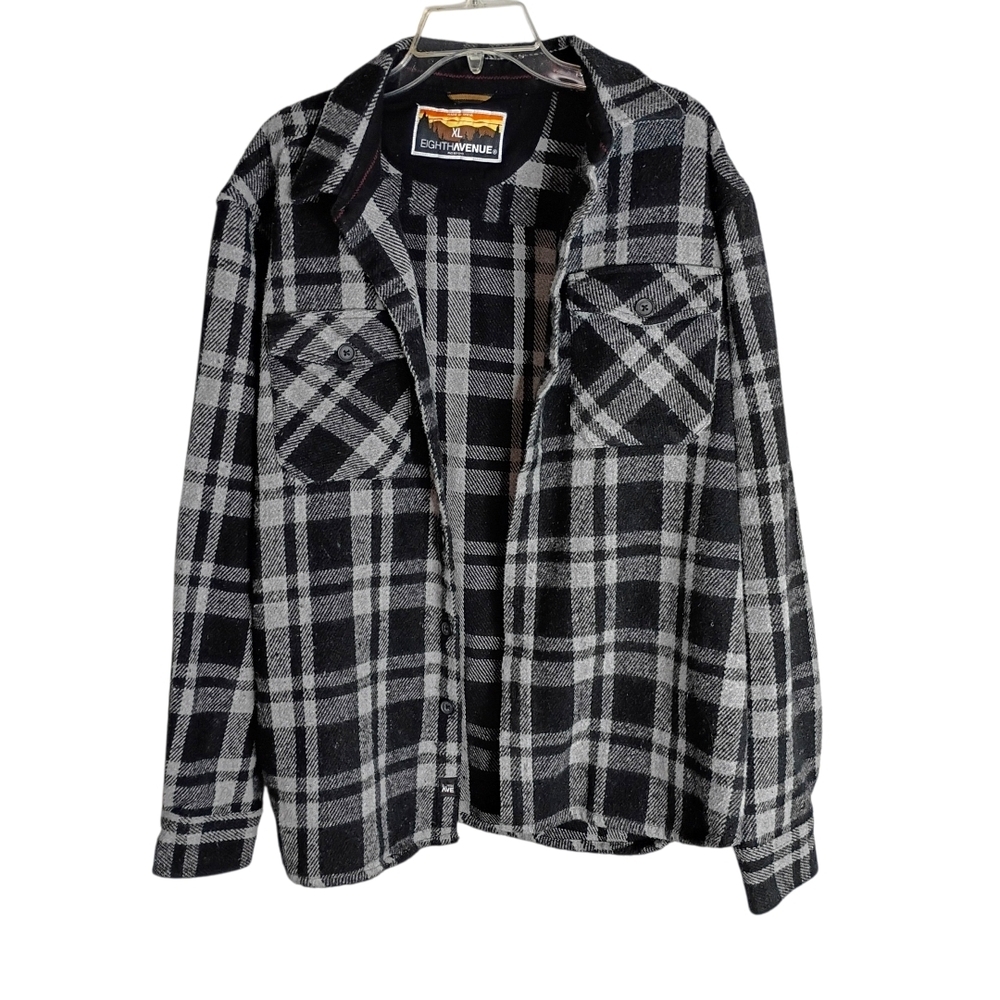 Eighth Avenue -Heavy Black and White Plaid Flannel Shirt - XL